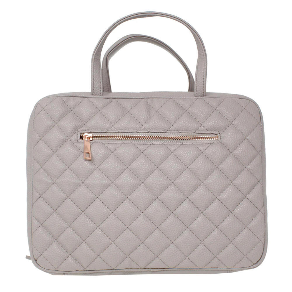 NWT Ms Lovely Women's Light Gray/13x10x3.5 Leather Toiletry Travel Bag